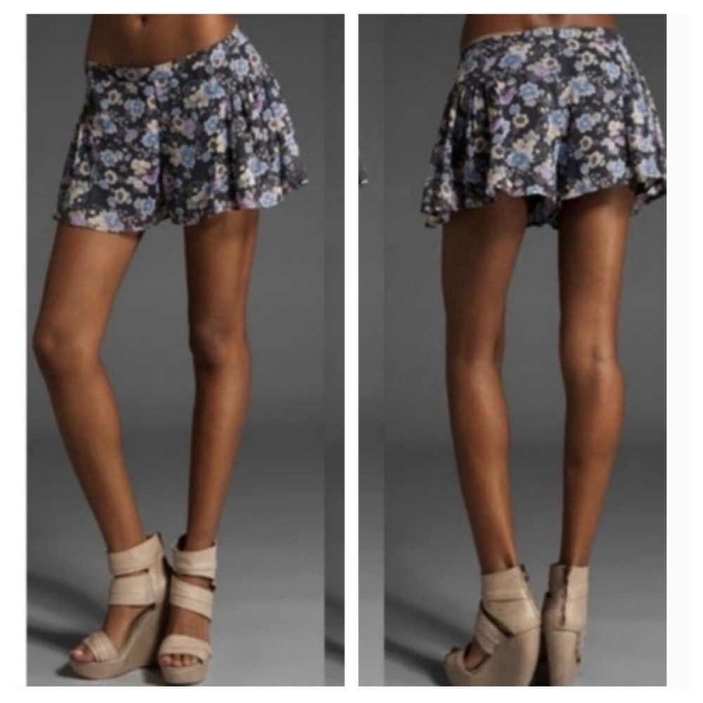 Free People Floral Chiffon High Rise Shorts